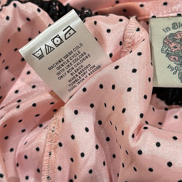 In Bloom by Jonquil Satin full 2 Pc Pajama Set Pink/black dots Sz XL - Picture 12 of 12